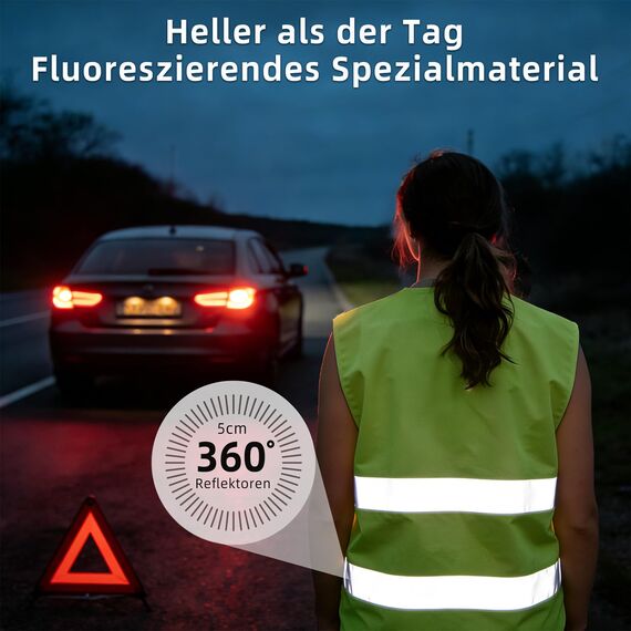 Brovamo Warnwesten Auto 5er-Europaweit gültig nach EN ISO 20471-Warnweste Auto-Warnweste alle Größen-Warnweste Kinder-Warnweste Auto-Sicherheitsweste