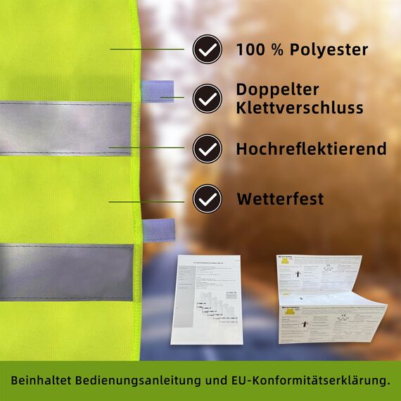 Brovamo Warnwesten Auto 5er-Europaweit gültig nach EN ISO 20471-Warnweste Auto-Warnweste alle Größen-Warnweste Kinder-Warnweste Auto-Sicherheitsweste