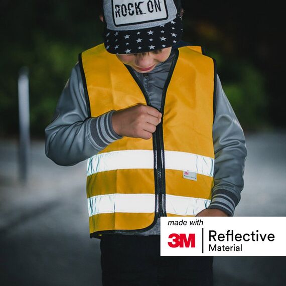 Salzmann 3M Warnweste für Kinder mit Reißverschluss | Hergestellt mit 3M Reflektierendem Material,Orange,S