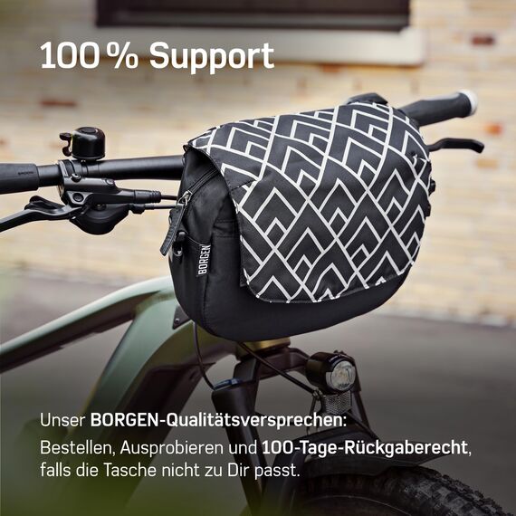 Borgen KLICKfix Lenkertasche Fahrrad - 5l Wasserabweisende und geräumige Fahrrad Lenkertasche - Bike Bag E-Bike, MTB, Citybike, Rennrad - 2in1 Tragetasche Dank abnehmbarem Gurt - Fahrradtasche Lenker