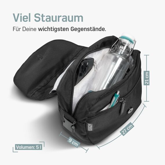 Borgen KLICKfix Lenkertasche Fahrrad - 5l Wasserabweisende und geräumige Fahrrad Lenkertasche - Bike Bag E-Bike, MTB, Citybike, Rennrad - 2in1 Tragetasche Dank abnehmbarem Gurt - Fahrradtasche Lenker