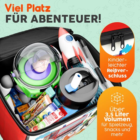 Lenkertasche Kinder Feuerwehr – Fahrradkorb Kinder vorne, Kinderfahrrad Korb vorne, Laufrad Korb, Fahrradtasche Lenker – wasserabweisend, kompatibel mit Woom Puky