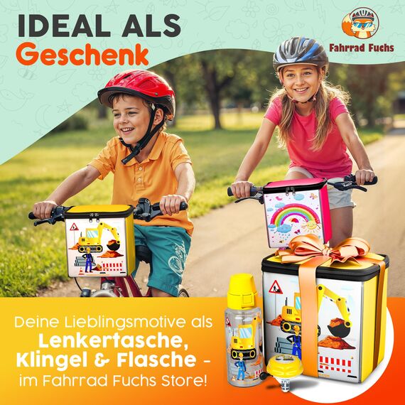Lenkertasche Kinder Bagger – Fahrradkorb Kinder vorne, Kinderfahrrad Korb vorne, Laufrad Korb, Fahrradtasche Lenker – wasserabweisend, kompatibel mit Woom Puky