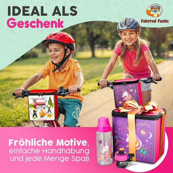 Lenkertasche Kinder Einhorn – Fahrradkorb Kinder vorne, Kinderfahrrad Korb vorne, Laufrad Korb, Fahrradtasche Lenker – wasserabweisend, kompatibel mit Woom Puky