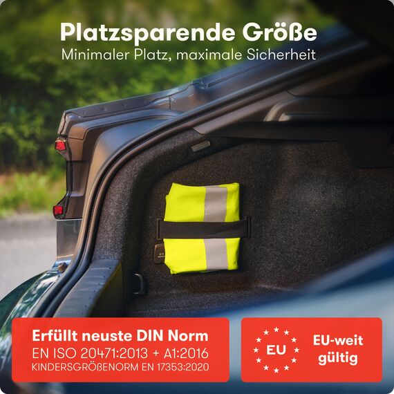 PURAHELP Warnwesten Auto 10er 8+2 Set Europaweit gültig nach EN ISO 20471 - Reflektierende Warnweste Auto inkl. Kinderweste - Sicherheitsweste Auto Warnweste Gelb - Warnschutzweste Sicherheitswesten