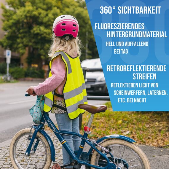 LAUTER SCHUTZ ® Warnweste Kinder (3-12 Jahre) Sicherheitsweste [2 Stück] für bessere Sichtbarkeit bei Tag und Nacht für Sport, Laufen, Fahrrad, Weg zur Schule & Auto (Reflektorweste - Einhorn)