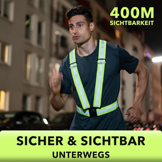 AVANA Reflektorweste Reflektierende Sicherheitsweste Einstellbar Warnweste Leicht Hohe Sichtbarkeit Joggen Fahrrad Laufen Motorrad für Erwachsene & Jugendliche 2er-Set