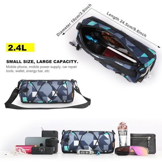 Rhinowalk Fahrrad Lenkertasche Vordertasche Fahrradtasche Aufbewahrungstasche mit Schultergurt für Rennrad Mountainbike Radfahren Reisen (Camouflage blau)