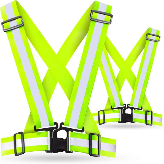 AVANA Reflektorweste Reflektierende Sicherheitsweste Einstellbar Warnweste Leicht Hohe Sichtbarkeit Joggen Fahrrad Laufen Motorrad für Erwachsene & Jugendliche 2er-Set