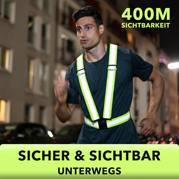 AVANA Reflektorweste Reflektierende Sicherheitsweste Einstellbar Warnweste Leicht Hohe Sichtbarkeit Joggen Fahrrad Laufen Motorrad für Erwachsene & Jugendliche