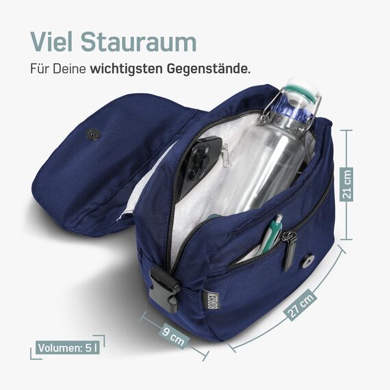 Borgen KLICKfix Lenkertasche Fahrrad - 5l Wasserabweisende und geräumige Fahrrad Lenkertasche - Bike Bag E-Bike, MTB, Citybike, Rennrad - 2in1 Tragetasche Dank abnehmbarem Gurt - Fahrradtasche Lenker