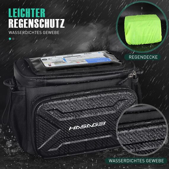 HASAGEI Fahrradtasche,Lenkertasche Fahrrad,mit Lenkeradapter FüR Fahrrad,Ebike und ElektrofahrräDer, 6L Fahrradkorb Vorne,Wasserdicht Lenkertaschen