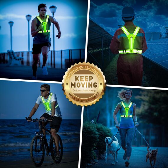 Topward Warnweste Sicherheitsweste für Fahrrad Auto Laufweste Joggen, High-Vis reflektierende Warnweste für optimale Sichtbarkeit, Damen Herren Kinder warnwesten, LEDs Tag und Nacht Motorrad Radfahren