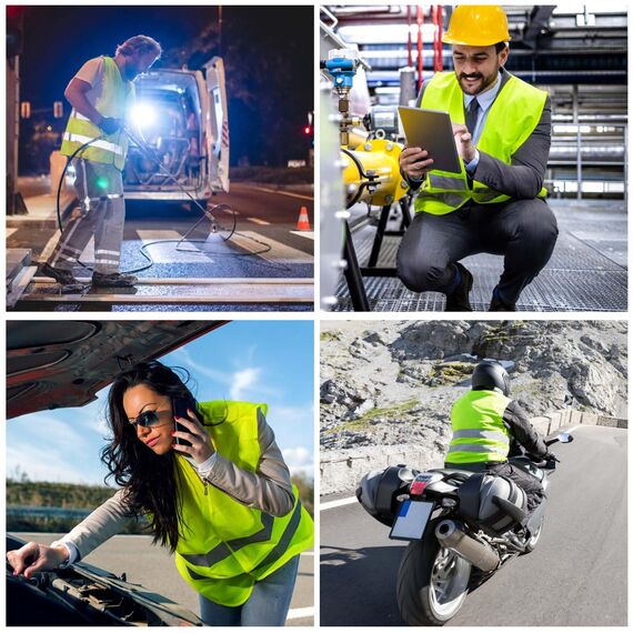 Gowkeey Warnwesten Auto 5 STK, Warnweste Pannenweste Warnwesten Neongelb Sicherheitsweste Westen Auto,Weste Neongelb Reflektierend High Visibility Vest für Autofahrern Fahrern Arbeitskräften