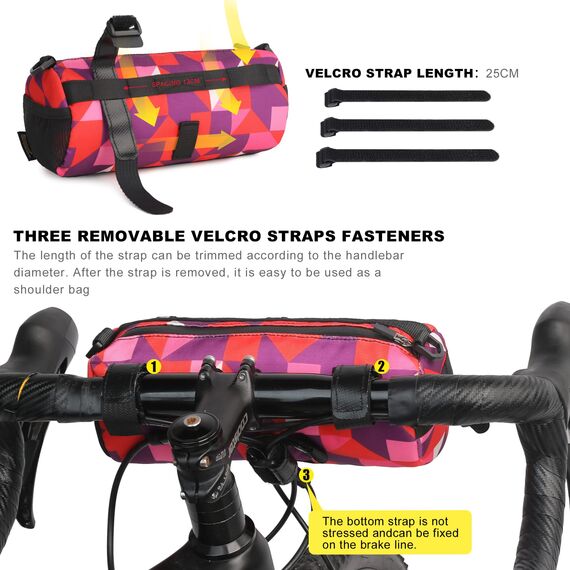 Rhinowalk Fahrrad Lenkertasche Vordertasche Fahrradtasche Aufbewahrungstasche mit Schultergurt für Rennrad Mountainbike Radfahren Reisen (Camouflage rot)