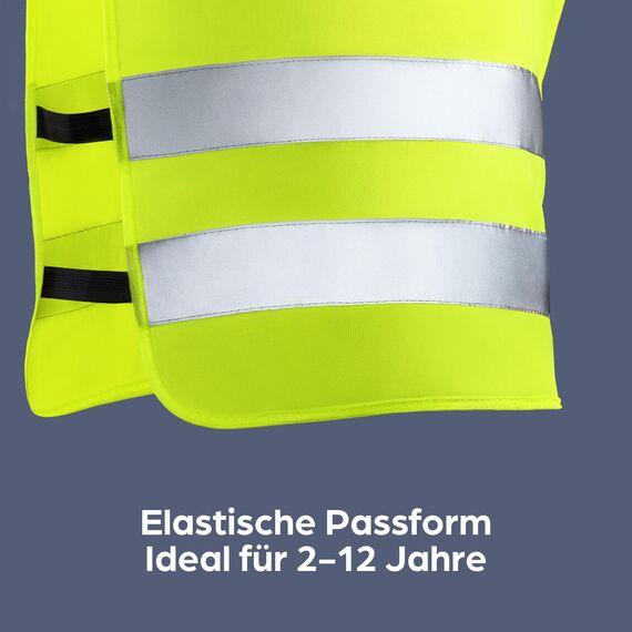 Prowiste 2er Kinder Warnweste Set Gelb - ???????????????????? ???????????????????????????????? - Universal Größe 2-12 Jahren - Geprüfte EN 1150:1999 Zertifizierung