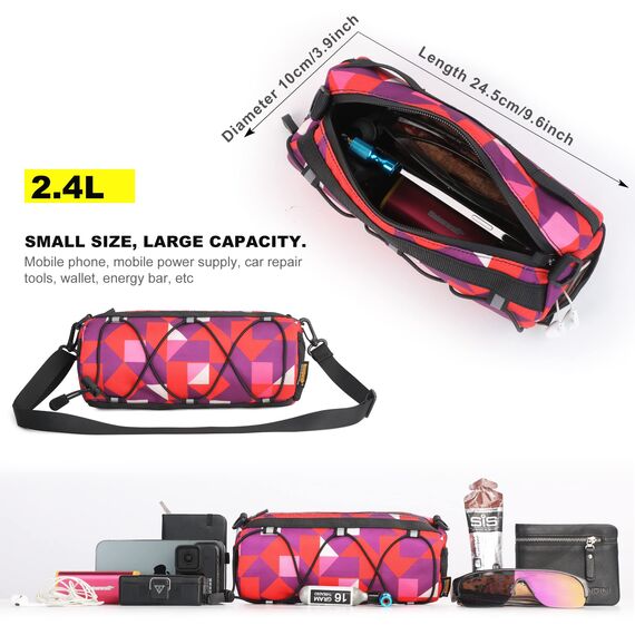 Rhinowalk Fahrrad Lenkertasche Vordertasche Fahrradtasche Aufbewahrungstasche mit Schultergurt für Rennrad Mountainbike Radfahren Reisen (Camouflage rot)