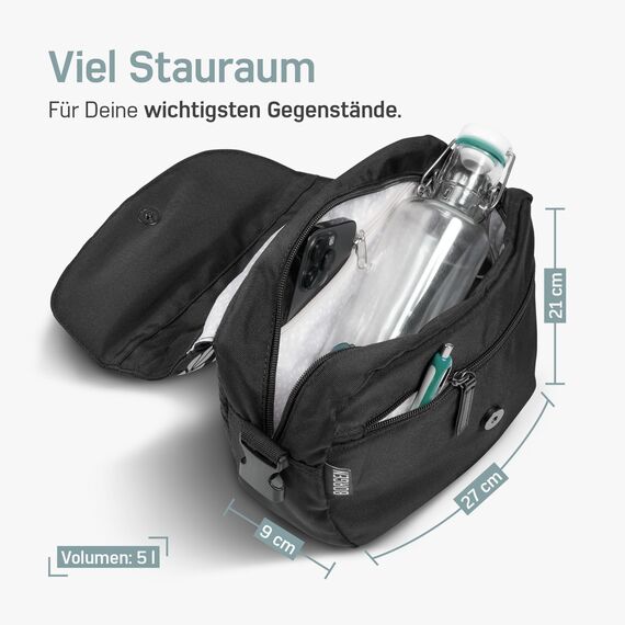 Borgen KLICKfix Lenkertasche Fahrrad - 5l Wasserabweisende und geräumige Fahrrad Lenkertasche - Bike Bag E-Bike, MTB, Citybike, Rennrad - 2in1 Tragetasche Dank abnehmbarem Gurt - Fahrradtasche Lenker