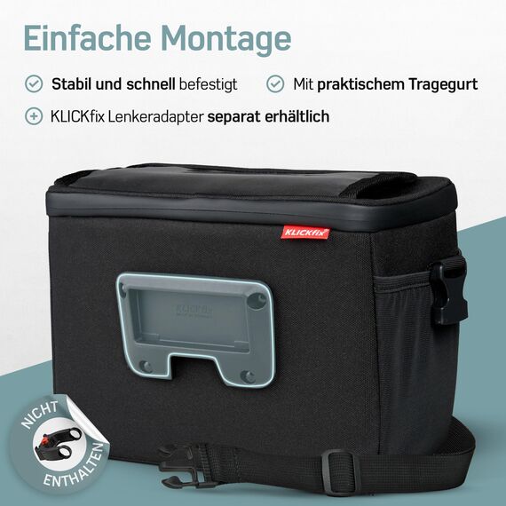 Borgen KLICKfix Lenkertasche Smartphone - Wasserabweisende und geräumige Fahrradlenkertasche 6 L - Fahrradtasche Lenker ebike - Fahrrad Lenkertasche Handy