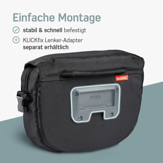 Borgen KLICKfix Lenkertasche Fahrrad - 5l Wasserabweisende und geräumige Fahrrad Lenkertasche - Bike Bag E-Bike, MTB, Citybike, Rennrad - 2in1 Tragetasche Dank abnehmbarem Gurt - Fahrradtasche Lenker