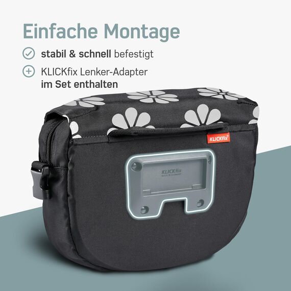 Borgen KLICKfix Lenkertasche Fahrrad - 5l Wasserabweisende und geräumige Fahrrad Lenkertasche - Bike Bag E-Bike, MTB, Citybike, Rennrad - 2in1 Tragetasche Dank abnehmbarem Gurt - Fahrradtasche Lenker