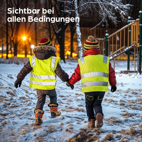 Prowiste 2er Kinder Warnweste Set Gelb - ???????????????????? ???????????????????????????????? - Universal Größe 2-12 Jahren - Geprüfte EN 1150:1999 Zertifizierung