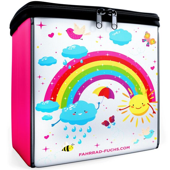 Lenkertasche Fahrrad Kinder - Regenbogen Pink - Fahrradtasche Lenker, Fahrradkorb Kinder Vorne, Korb Laufrad, Fahrradkorb Kinderfahrrad - wasserabweisend, universell passend