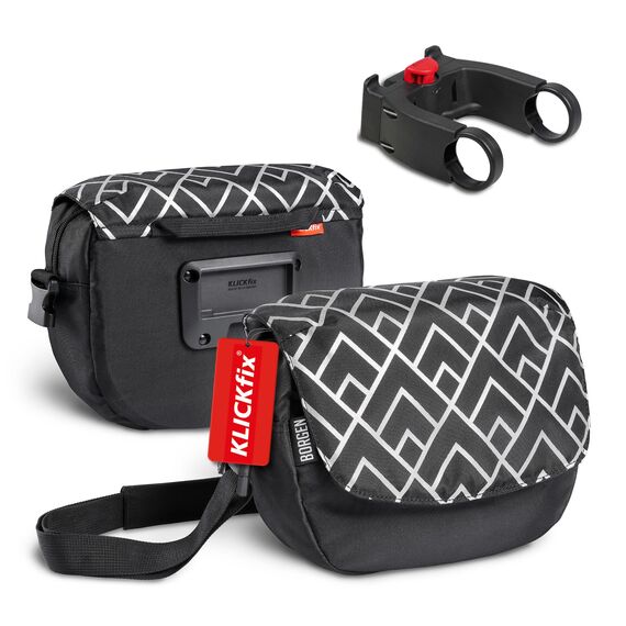 Borgen KLICKfix Lenkertasche Fahrrad - 5l Wasserabweisende und geräumige Fahrrad Lenkertasche - Bike Bag E-Bike, MTB, Citybike, Rennrad - 2in1 Tragetasche Dank abnehmbarem Gurt - Fahrradtasche Lenker