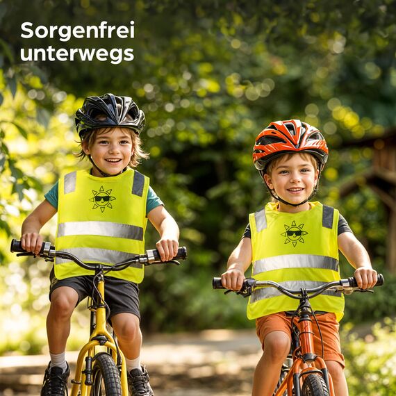 Prowiste 2er Kinder Warnweste Set Gelb - ???????????????????? ???????????????????????????????? - Universal Größe 2-12 Jahren - Geprüfte EN 1150:1999 Zertifizierung