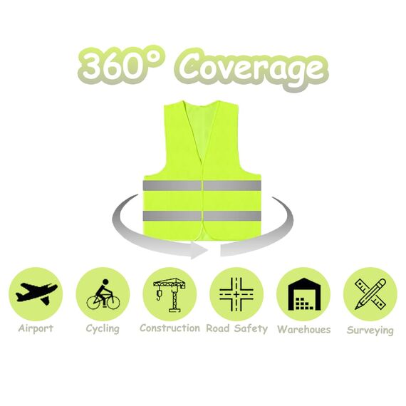 Chenivesss 2 Stück Warnwesten Auto, Warnweste, High Visibility Vest, Pannenweste, Warnwesten, Grün Sicherheitsweste, Reflektorweste, für Nacht, Bauarbeiter, Autofahrer
