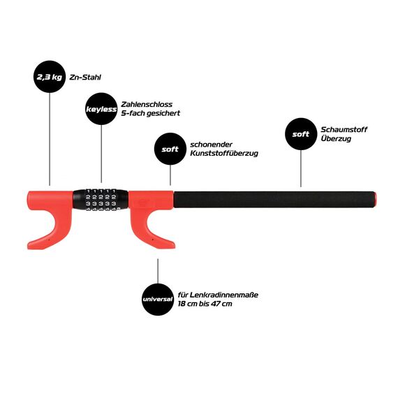 HEYNER® Lenkradsperre Wegfahrsperre mit Zahlenschloss Diebstahlsicherung WheelBlock PRO
