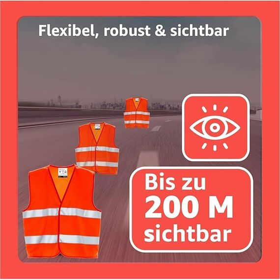 POWR CAR 4x ISO20471 2026 Warnweste für Autos - hell und reflektierende Sicherheitswesten für Pkw und Lkw