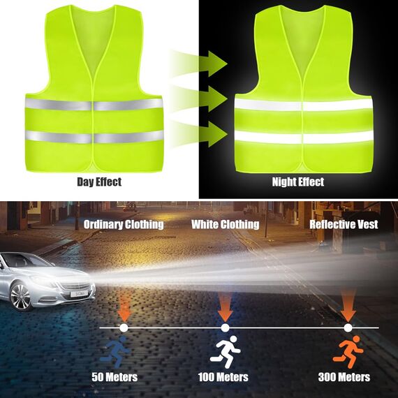 AYBUY Warnwesten Auto, 2 Stück Gelb Sicherheitsweste, Reflektierende Warnwesten, für Erwachsene und Kinder 360° Reflektierend mit Reflektorstreifen, für Nacht, Bauarbeiter, Autofahrern Fahrern