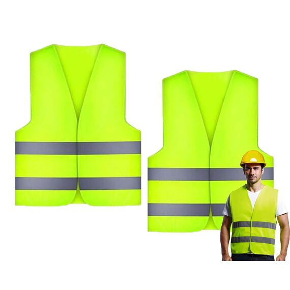 Chenivesss 2 Stück Warnwesten Auto, Warnweste, High Visibility Vest, Pannenweste, Warnwesten, Grün Sicherheitsweste, Reflektorweste, für Nacht, Bauarbeiter, Autofahrer