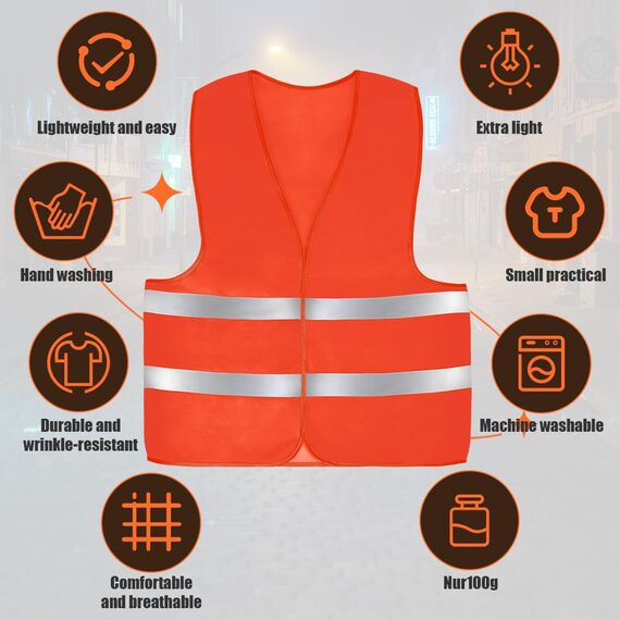 AYBUY Warnwesten Auto, 4 Stück Rot Sicherheitsweste, Reflektierende Warnwesten, für Erwachsene und Kinder 360° Reflektierend mit Reflektorstreifen, für Nacht, Bauarbeiter, Autofahrern Fahrern
