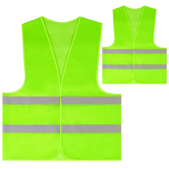 AYBUY Warnwesten Auto, 2 Stück Grün Sicherheitsweste, Reflektierende Warnwesten, für Erwachsene und Kinder 360° Reflektierend mit Reflektorstreifen, für Nacht, Bauarbeiter, Autofahrern Fahrern