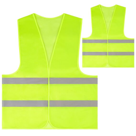 AYBUY Warnwesten Auto, 2 Stück Gelb Sicherheitsweste, Reflektierende Warnwesten, für Erwachsene und Kinder 360° Reflektierend mit Reflektorstreifen, für Nacht, Bauarbeiter, Autofahrern Fahrern