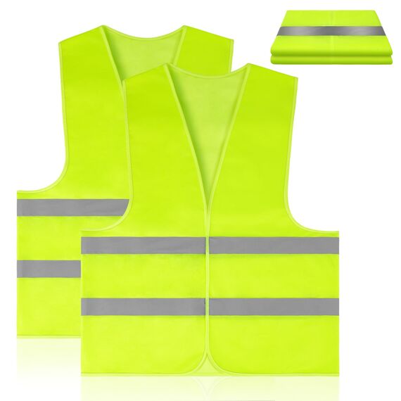 AYBUY Warnwesten Auto, 2 Stück Grün Sicherheitsweste, Reflektierende Warnwesten, für Erwachsene und Kinder 360° Reflektierend mit Reflektorstreifen, für Nacht, Bauarbeiter, Autofahrern Fahrern