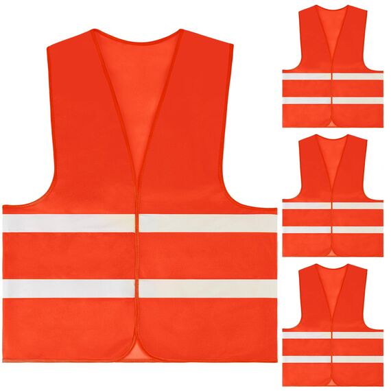 AYBUY Warnwesten Auto, 4 Stück Rot Sicherheitsweste, Reflektierende Warnwesten, für Erwachsene und Kinder 360° Reflektierend mit Reflektorstreifen, für Nacht, Bauarbeiter, Autofahrern Fahrern