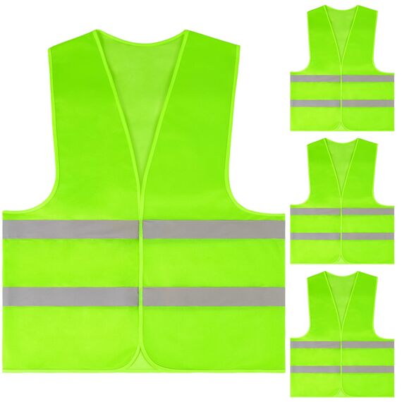 AYBUY Warnwesten Auto, 4 Stück Grün Sicherheitsweste, Reflektierende Warnwesten, für Erwachsene und Kinder 360° Reflektierend mit Reflektorstreifen, für Nacht, Bauarbeiter, Autofahrern Fahrern