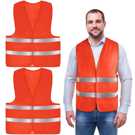 AYBUY Warnwesten Auto, 2 Stück Rot Sicherheitsweste, Reflektierende Warnwesten, für Erwachsene und Kinder 360° Reflektierend mit Reflektorstreifen, für Nacht, Bauarbeiter, Autofahrern Fahrern