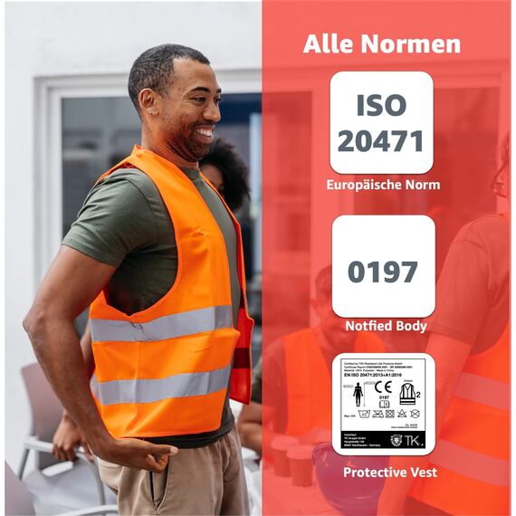 TK Gruppe Timo Klingler 4x Warnwesten Auto 2024 & 2025 orange ISO20471 Pannenweste Unfallweste Pkw Sicherheitsweste Autozubehör Weste reflektierend Auto, Pkw, LKW