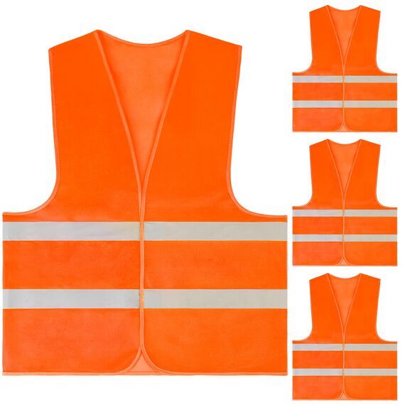 AYBUY Warnwesten Auto, 4 Stück Orange Sicherheitsweste, Reflektierende Warnwesten, für Erwachsene und Kinder 360° Reflektierend mit Reflektorstreifen, für Nacht, Bauarbeiter, Autofahrern Fahrern