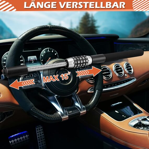 Tevlaphee Lenkradkralle mit Zahlenschloss, Lenkradschloss, Parkkralle, Radkralle, Auto Diebstahlschutz, Lenkradsperre Auto, Universal(Schwarz)