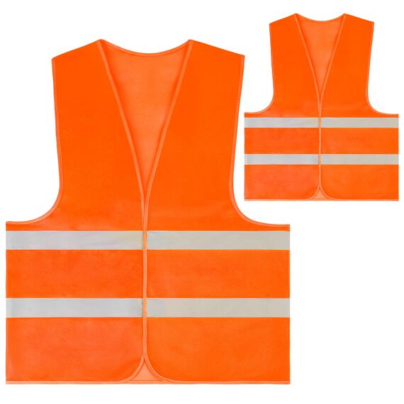 AYBUY Warnwesten Auto, 2 Stück Orange Sicherheitsweste, Reflektierende Warnwesten, für Erwachsene und Kinder 360° Reflektierend mit Reflektorstreifen, für Nacht, Bauarbeiter, Autofahrern Fahrern