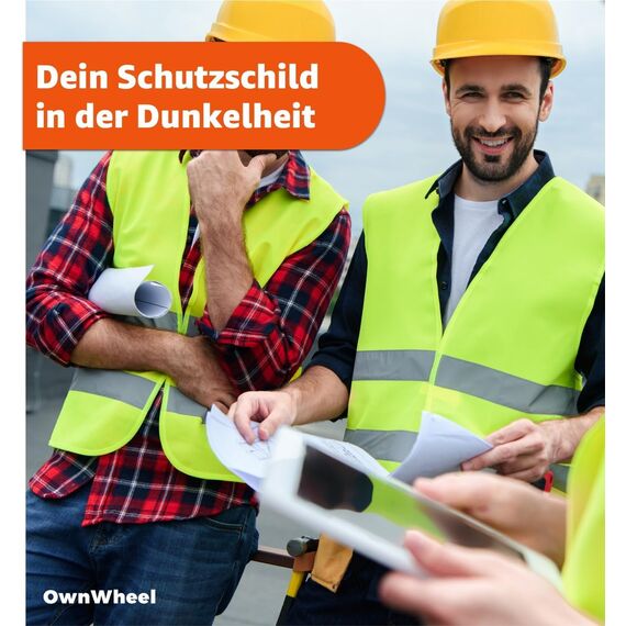 OwnWheel 2X Warnweste Auto ISO20471-2026: gelb - reflektierende Sicherheitsweste für PKW & LKW - Notfall & Pannenwesten