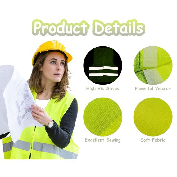 Chenivesss 2 Stück Warnwesten Auto, Warnweste, High Visibility Vest, Pannenweste, Warnwesten, Grün Sicherheitsweste, Reflektorweste, für Nacht, Bauarbeiter, Autofahrer