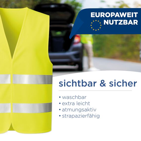 VZL Warnwesten Auto Set – TÜV geprüfte Warnweste EN ISO 20471 – Warnweste Auto – 2/3/5 Stück Warnwesten – für Auto, Motorrad, Fahrrad – Warnweste Kinder – Rettungsweste Kinder (3)