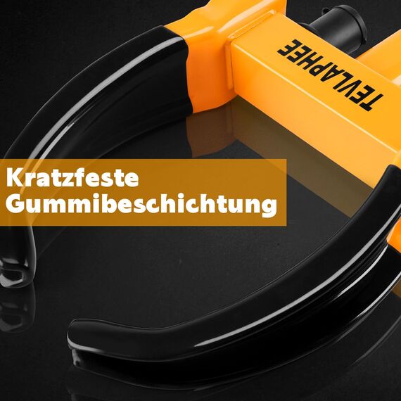 Tevlaphee Radkralle Parkkralle mit Sicherheitsschloss und 3 Schlüsseln für PKW Wohnwagen Anhänger Reifenkralle Wegfahrsperre Diebstahlsicherung (Schwarz & Gelb)