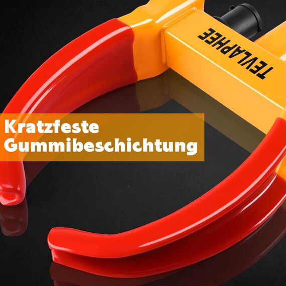 Tevlaphee 2er-Pack Radkralle Parkkralle mit Sicherheitsschloss und 6 Gleiche Schlüsseln für PKW Wohnwagen Anhänger Reifenkralle Wegfahrsperre Diebstahlsicherung(Rot-Gelb-2 Packung)